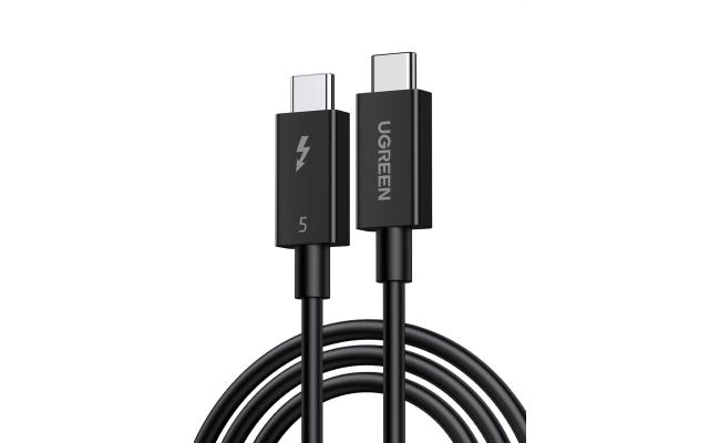 UGREEN 240W 80Gbps Thunderbolt 5 Cable with 120Gbps Bandwidth Boost, Intel Certified USB C Cable, 16K/8K@60Hz Compatible with Thunderbolt 4, USB4, iPhone 17 Pro Max, MacBook Pro, Dell XPS, Hub, 1M - Black